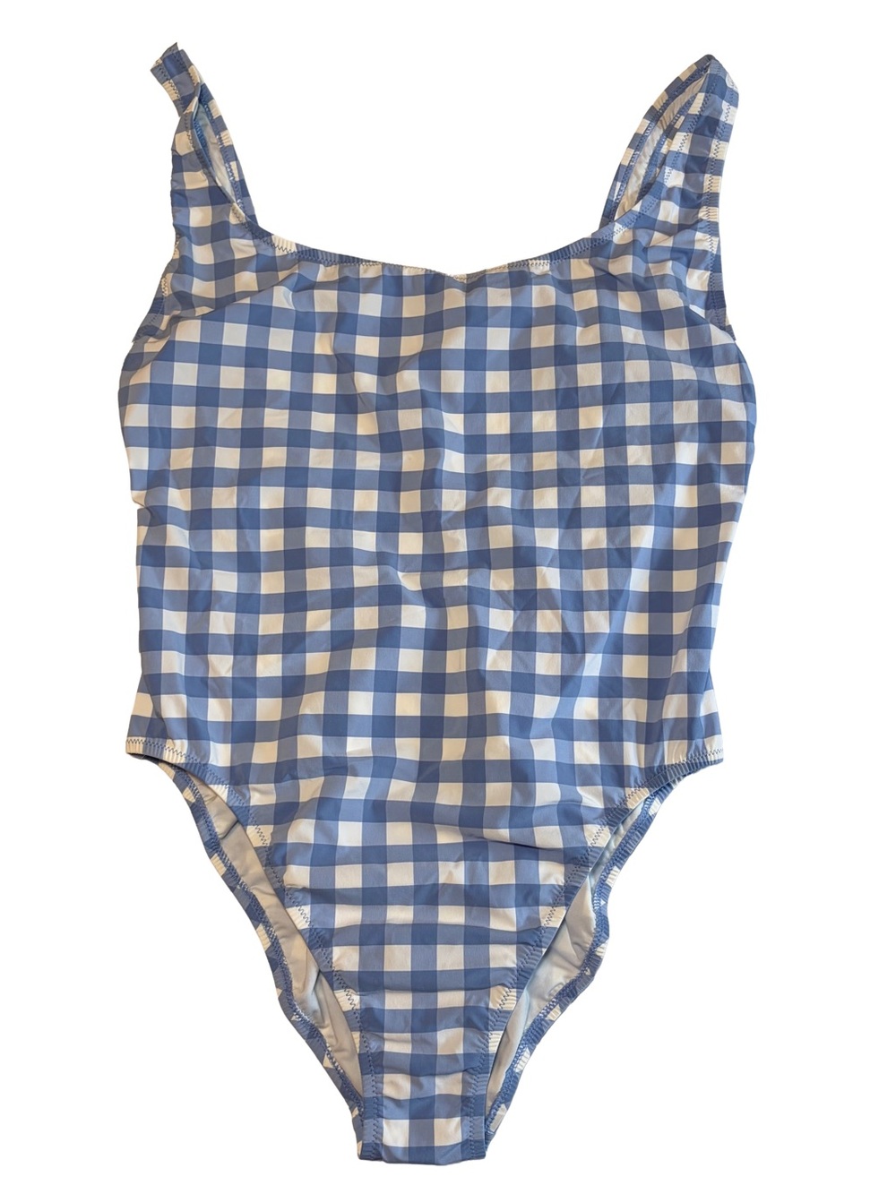 NWT J.Crew Blue Gingham Scoop neck One Piece Swimsuit Size 12